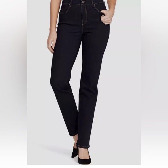 Gloria Vanderbilt Women's Blue Stretch Denim Straight Jeans Pants Size 10 - Picture 1 of 11